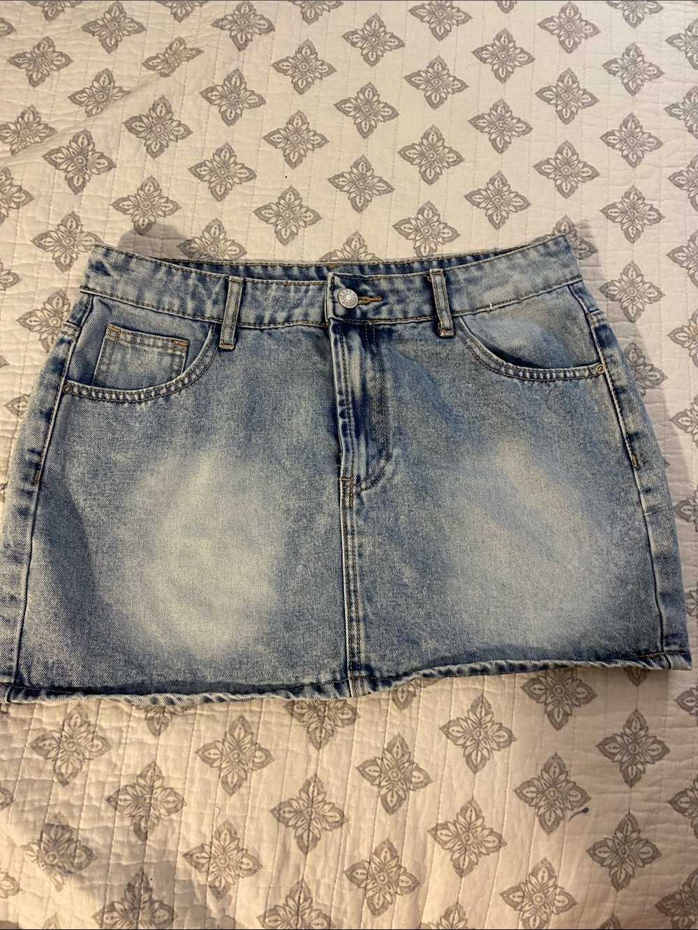 SHEIN Light Blue Washed Denim Mini Skirt